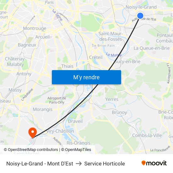 Noisy-Le-Grand - Mont D'Est to Service Horticole map