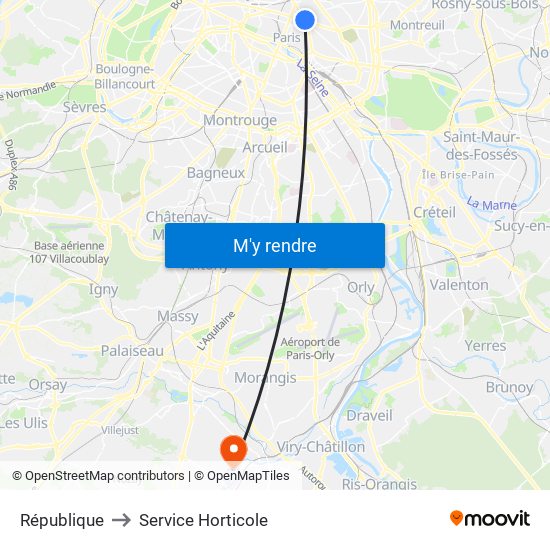 République to Service Horticole map