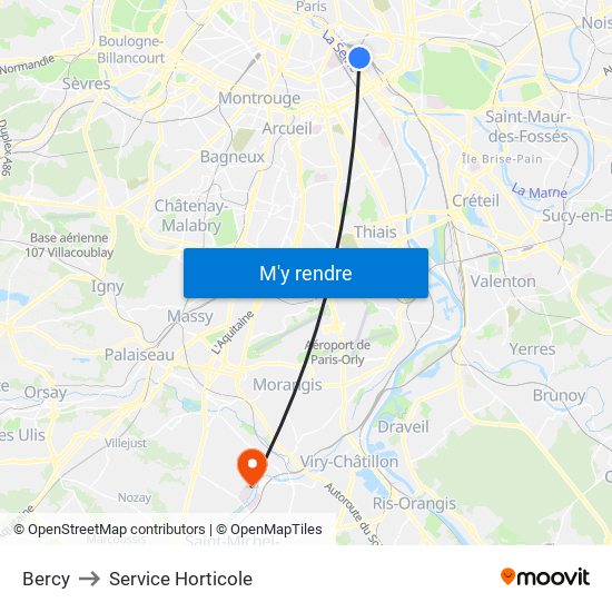 Bercy to Service Horticole map