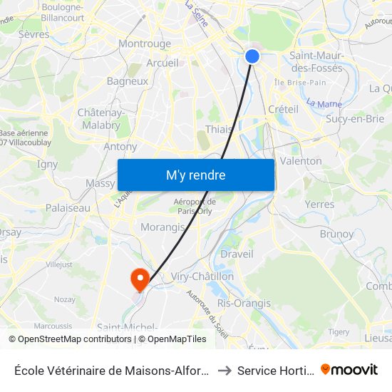 École Vétérinaire de Maisons-Alfort - Métro to Service Horticole map