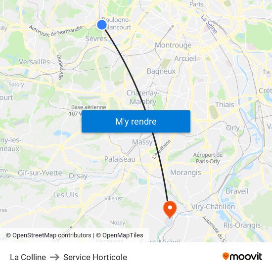 La Colline to Service Horticole map