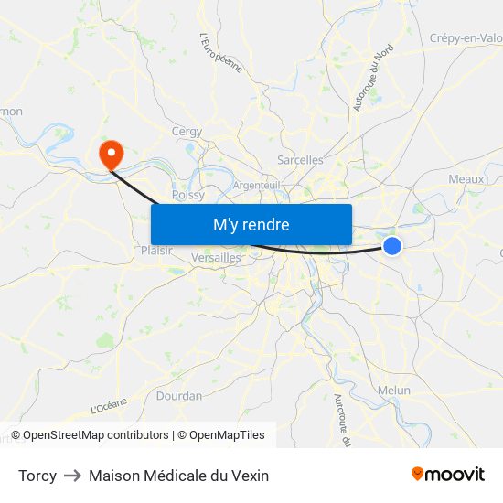 Torcy to Maison Médicale du Vexin map