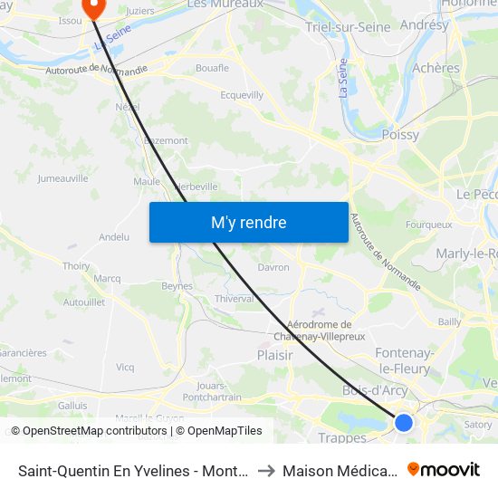 Saint-Quentin En Yvelines - Montigny-Le-Bretonneux to Maison Médicale du Vexin map