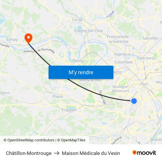 Châtillon-Montrouge to Maison Médicale du Vexin map