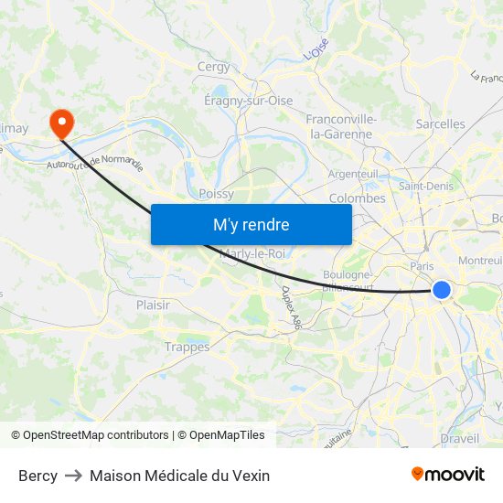 Bercy to Maison Médicale du Vexin map