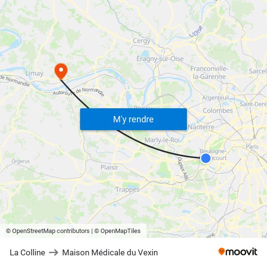 La Colline to Maison Médicale du Vexin map
