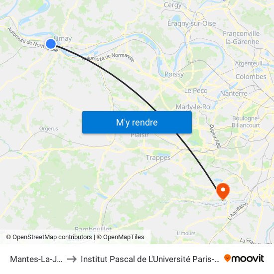 Mantes-La-Jolie to Institut Pascal de L'Université Paris-Saclay map