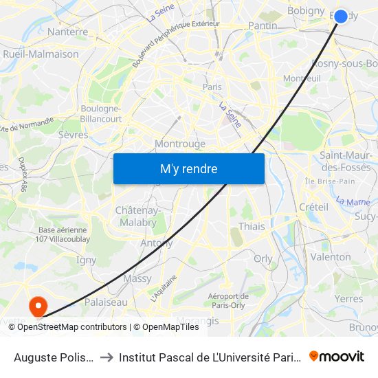 Auguste Polissard to Institut Pascal de L'Université Paris-Saclay map