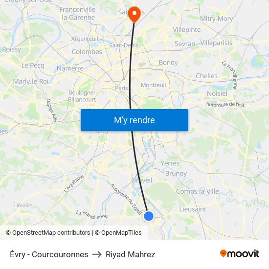 Évry - Courcouronnes to Riyad Mahrez map