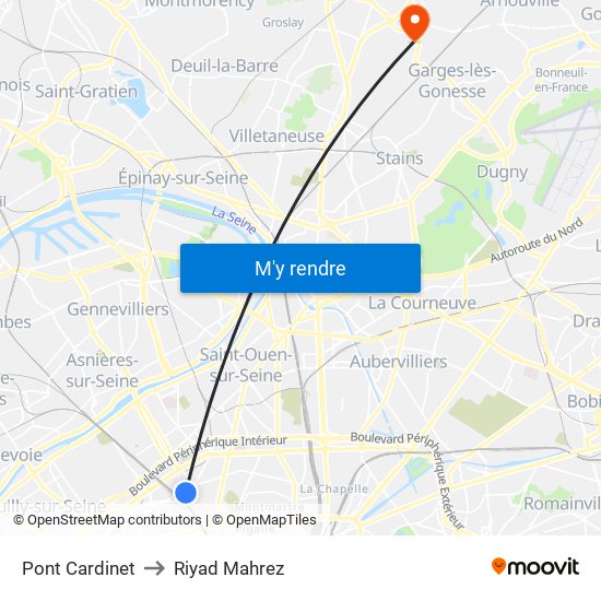 Pont Cardinet to Riyad Mahrez map