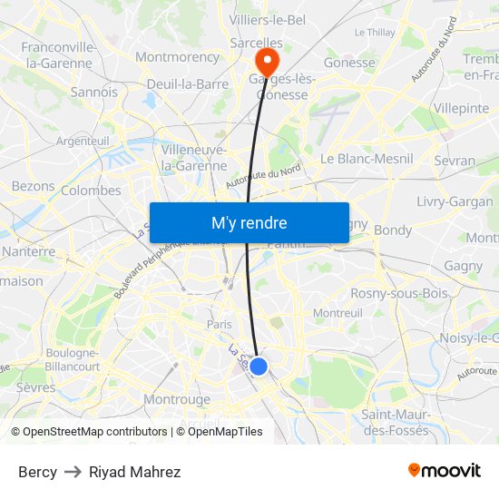 Bercy to Riyad Mahrez map