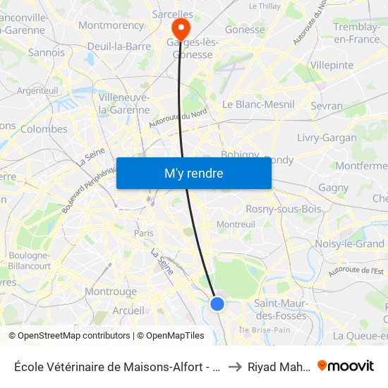 École Vétérinaire de Maisons-Alfort - Métro to Riyad Mahrez map