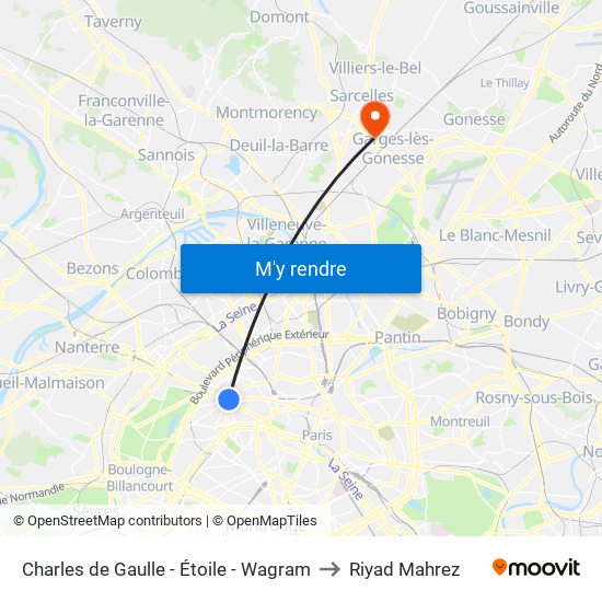 Charles de Gaulle - Étoile - Wagram to Riyad Mahrez map