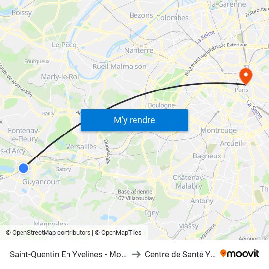 Saint-Quentin En Yvelines - Montigny-Le-Bretonneux to Centre de Santé Yvonne Pouzin map