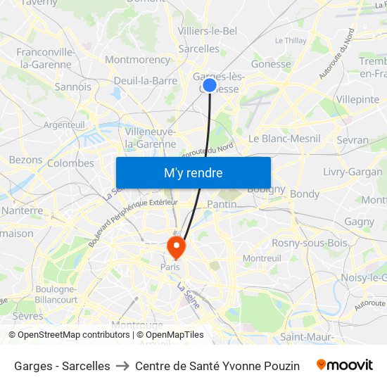 Garges - Sarcelles to Centre de Santé Yvonne Pouzin map
