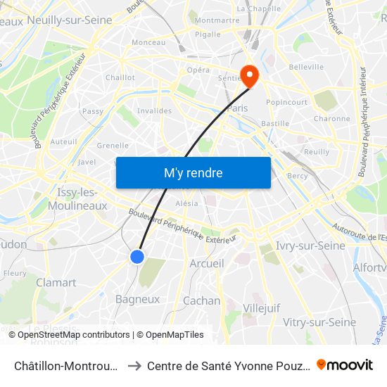 Châtillon-Montrouge to Centre de Santé Yvonne Pouzin map