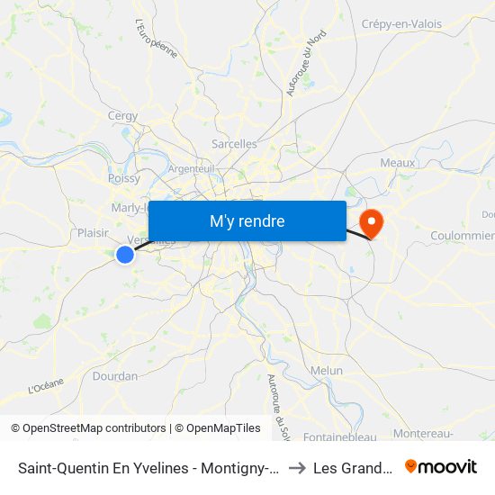 Saint-Quentin En Yvelines - Montigny-Le-Bretonneux to Les Grands Prés map