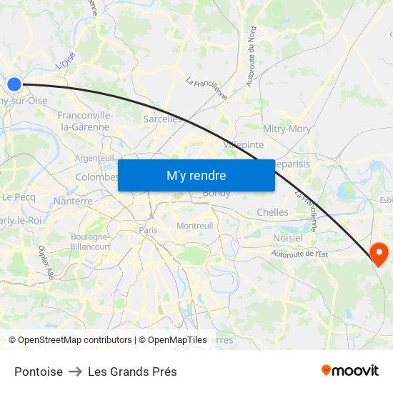 Pontoise to Les Grands Prés map