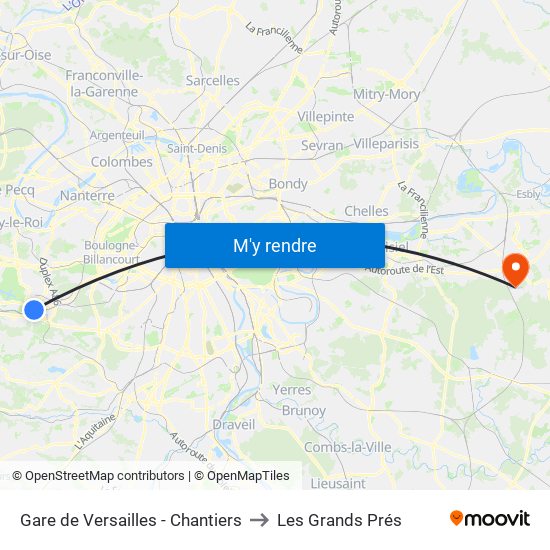 Gare de Versailles - Chantiers to Les Grands Prés map