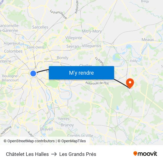 Châtelet Les Halles to Les Grands Prés map