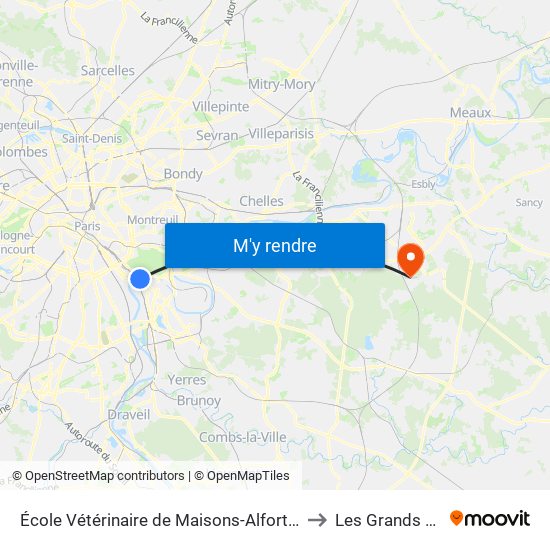 École Vétérinaire de Maisons-Alfort - Métro to Les Grands Prés map