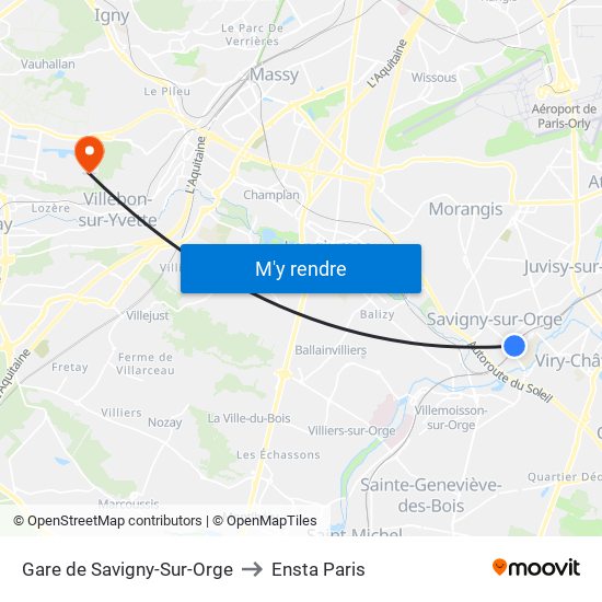 Gare de Savigny-Sur-Orge to Ensta Paris map