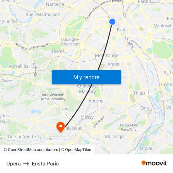 Opéra to Ensta Paris map