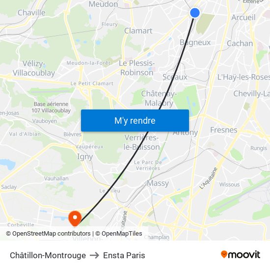 Châtillon-Montrouge to Ensta Paris map