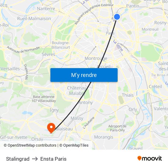 Stalingrad to Ensta Paris map