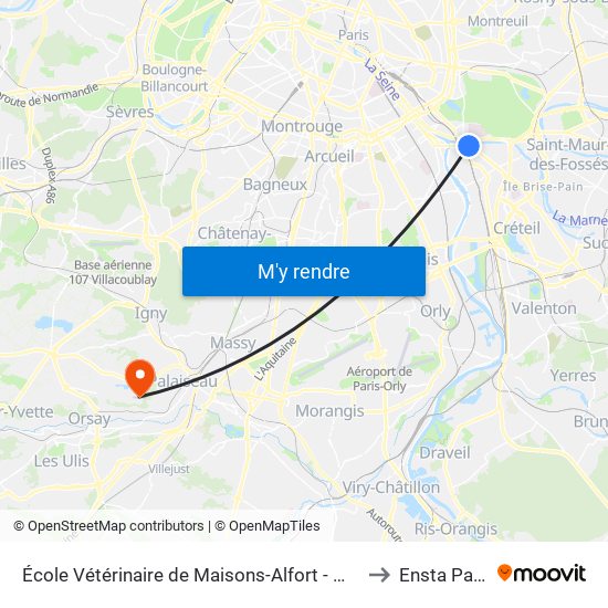 École Vétérinaire de Maisons-Alfort - Métro to Ensta Paris map