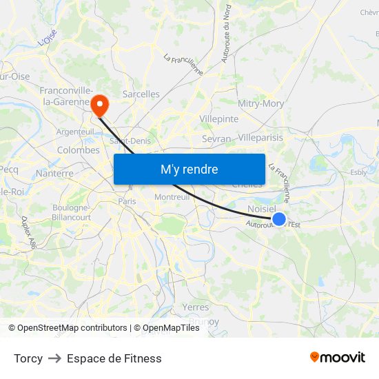 Torcy to Espace de Fitness map