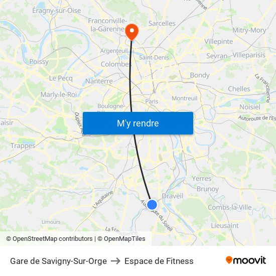 Gare de Savigny-Sur-Orge to Espace de Fitness map