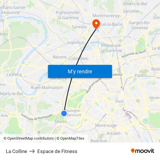 La Colline to Espace de Fitness map