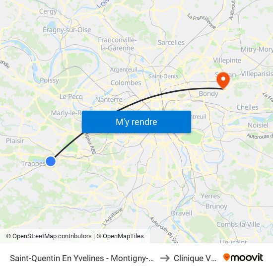 Saint-Quentin En Yvelines - Montigny-Le-Bretonneux to Clinique Vauban map