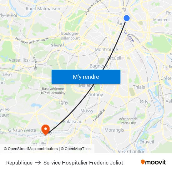 République to Service Hospitalier Frédéric Joliot map