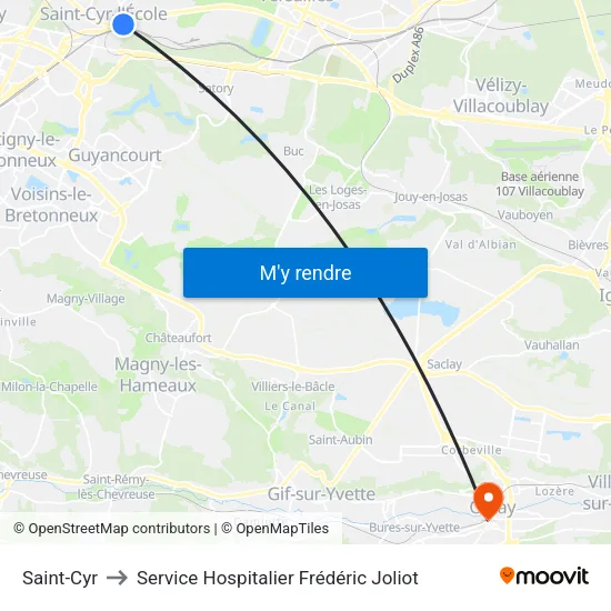 Saint-Cyr to Service Hospitalier Frédéric Joliot map