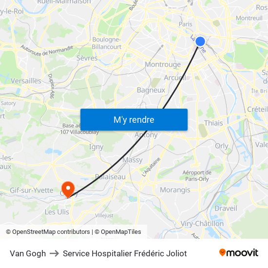 Gare de Lyon - Van Gogh to Service Hospitalier Frédéric Joliot map