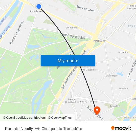 Pont de Neuilly to Clinique du Trocadéro map