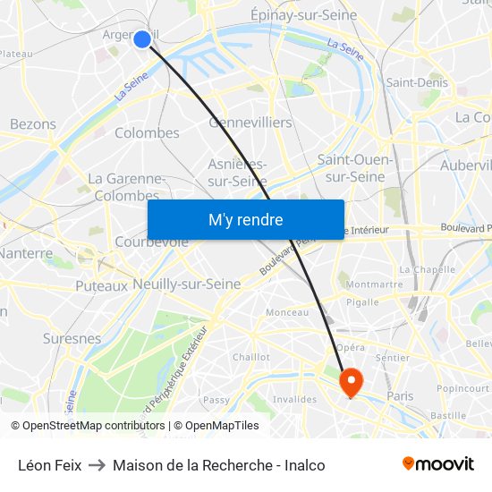 Léon Feix to Maison de la Recherche - Inalco map
