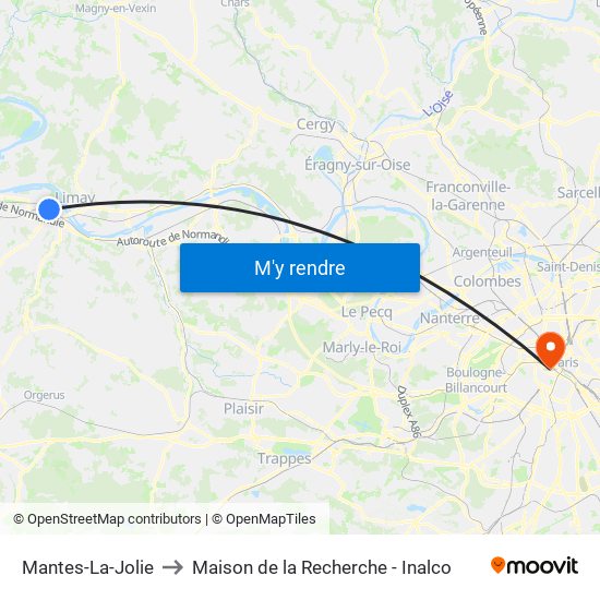 Mantes-La-Jolie to Maison de la Recherche - Inalco map