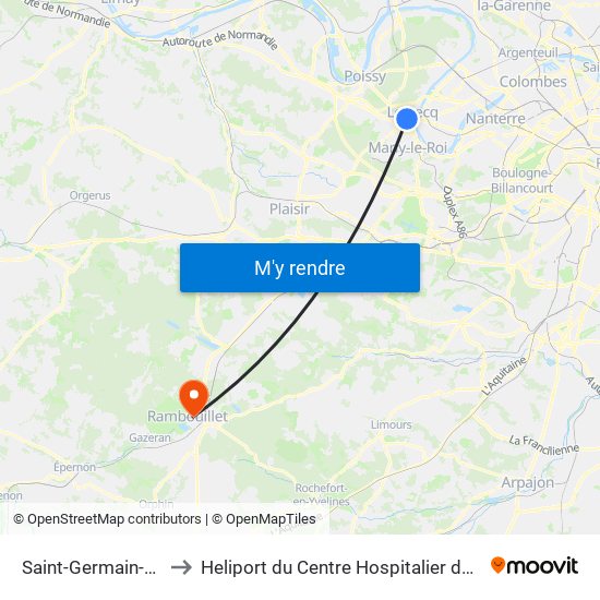 Saint-Germain-En-Laye to Heliport du Centre Hospitalier de Rambouillet map