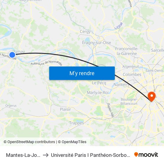 Mantes-La-Jolie to Université Paris I Panthéon-Sorbonne map