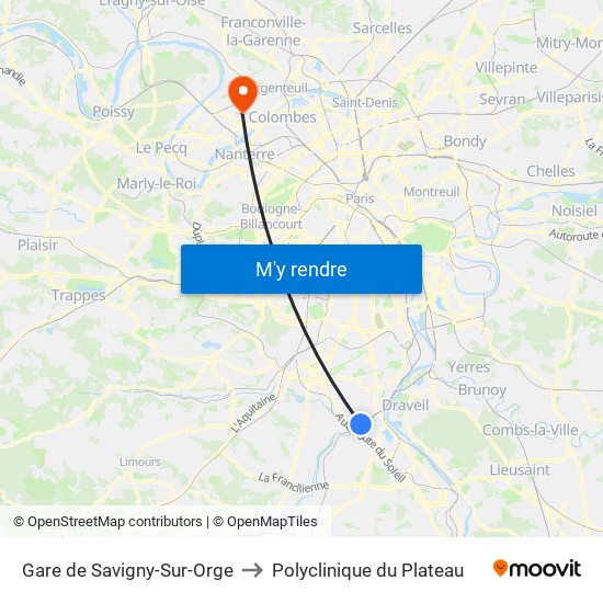 Gare de Savigny-Sur-Orge to Polyclinique du Plateau map