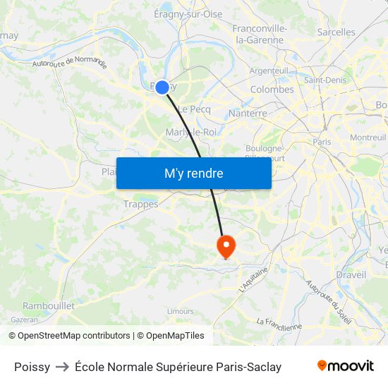 Poissy to École Normale Supérieure Paris-Saclay map