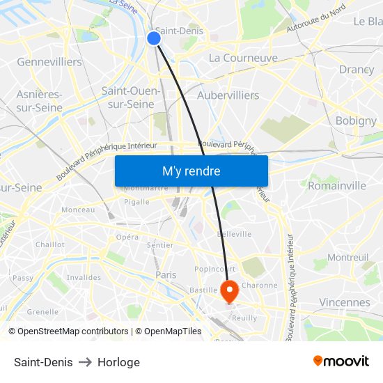 Saint-Denis to Horloge map