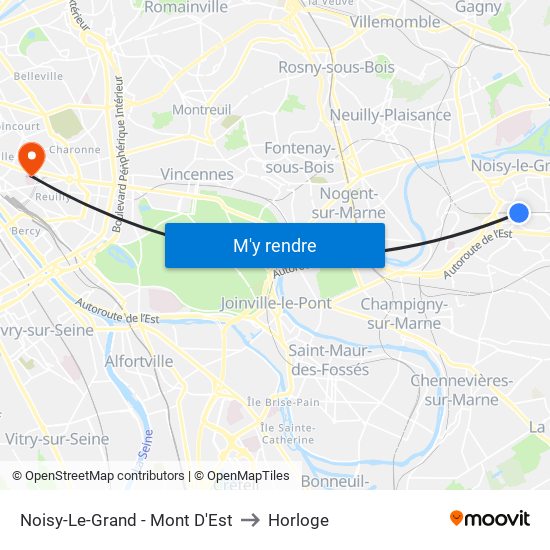 Noisy-Le-Grand - Mont D'Est to Horloge map
