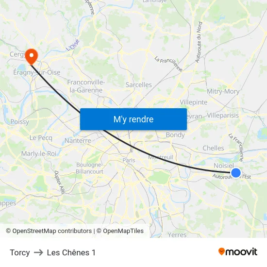 Torcy to Les Chênes 1 map