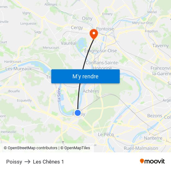 Poissy to Les Chênes 1 map