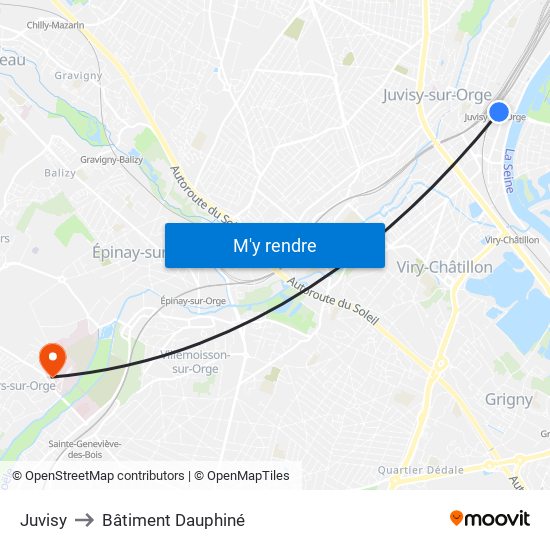 Juvisy to Bâtiment Dauphiné map