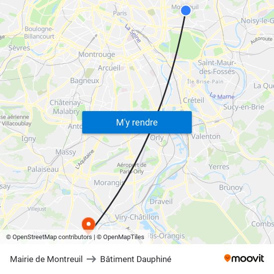 Mairie de Montreuil to Bâtiment Dauphiné map